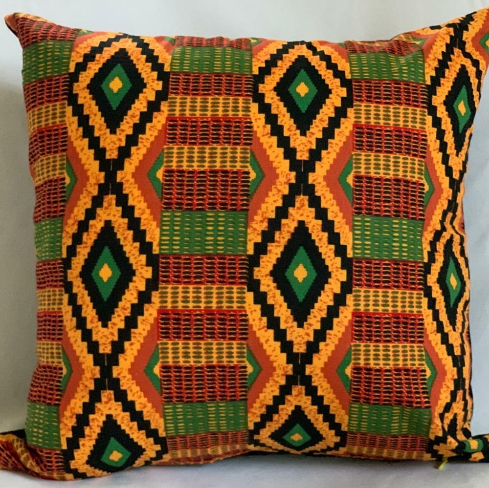 A pair of kente print 14×14 envelop pillowcase